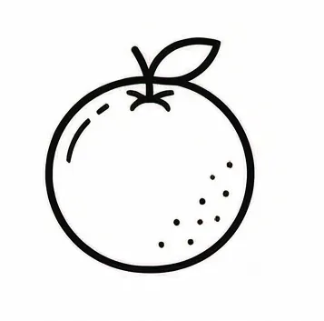 a black and white drawing of a orange.webp